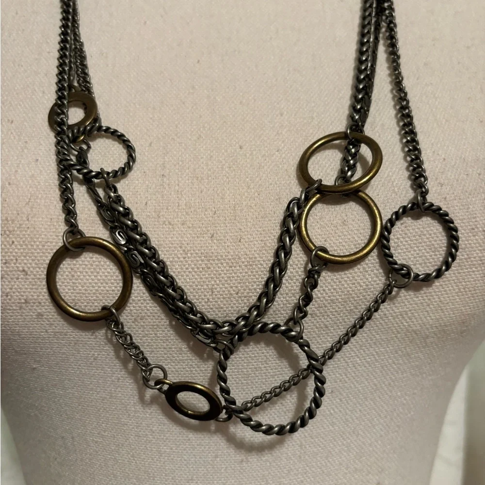 Vintage Park Lane unique multi layered circle link Necklace - Picture 3 of 12
